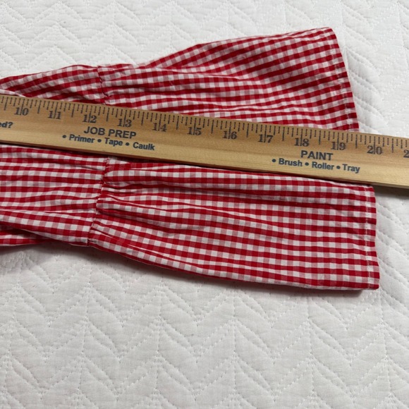 Marc New York Andrew Marc Red Gingham Embroidered Bell Sleeve Top Womens‎ XL - Picture 9 of 10